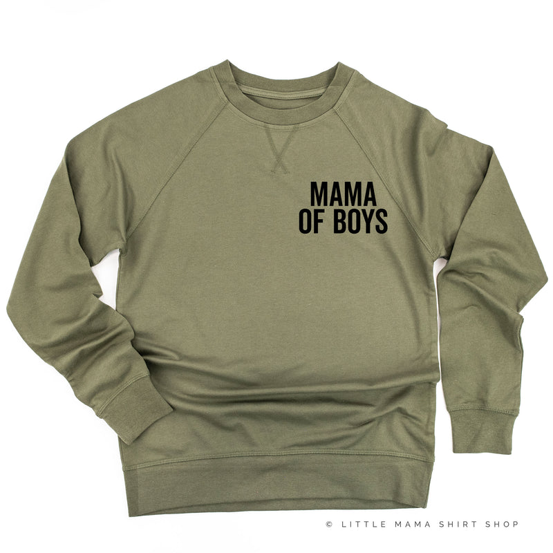 Mama of Boys - BLOCK FONT POCKET SIZE - Lightweight Pullover Sweater