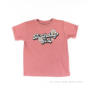 DAISY - BIRTHDAY GIRL - w/ Full Daisy on Back - Short Sleeve Child Shirt Little Mama Shirt Shop