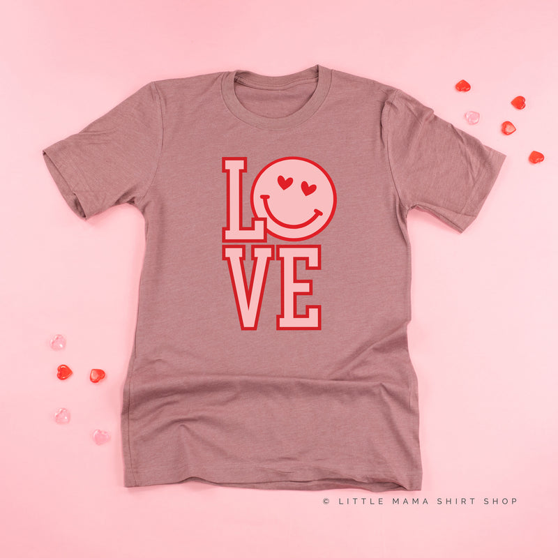 Love (Varsity) With Heart Eyes Smiley - Unisex Tee