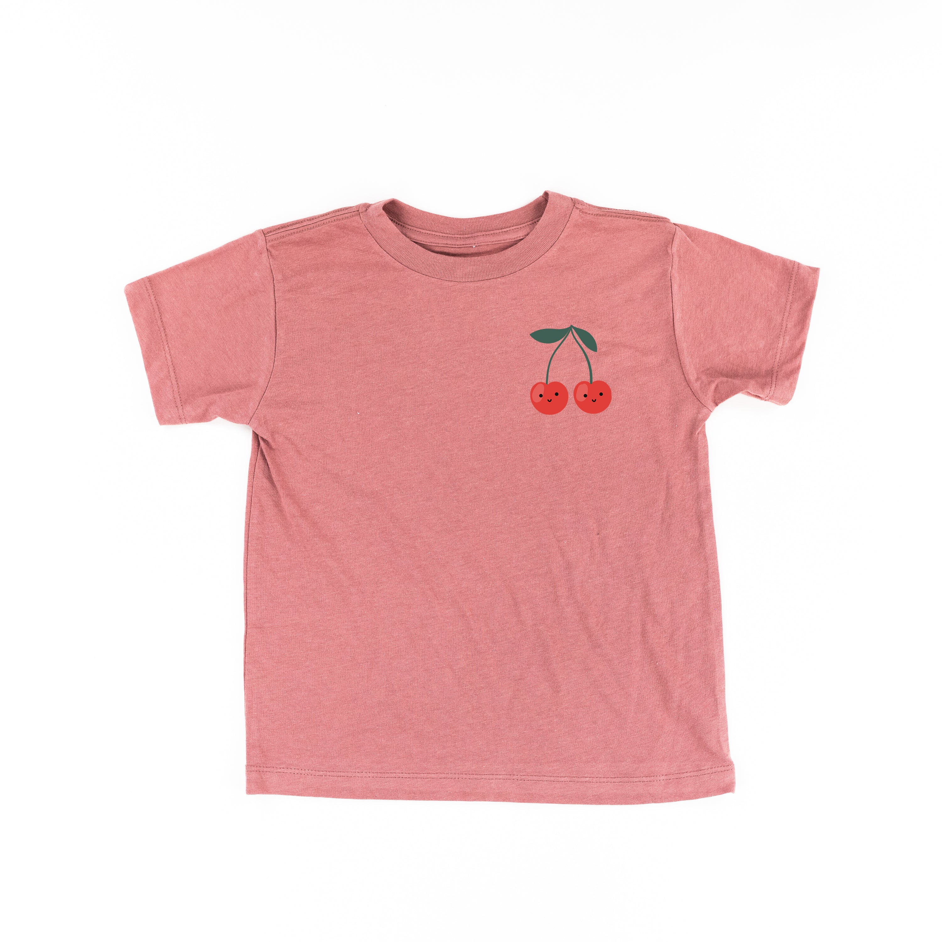 Pocket Fruit (Front) w/ Group of Smiley Fruit (Back) - Short Sleeve Child Tee Little Mama Shirt Shop
