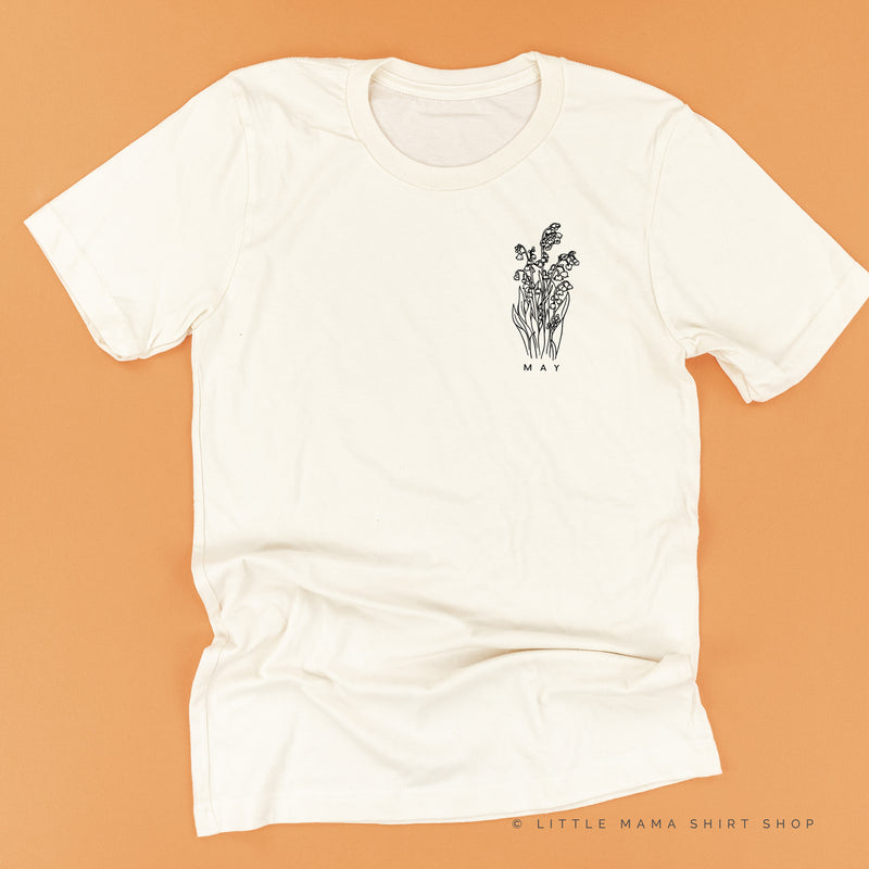 MAY BIRTH FLOWER - Lily of the Valley - pocket - Unisex Tee
