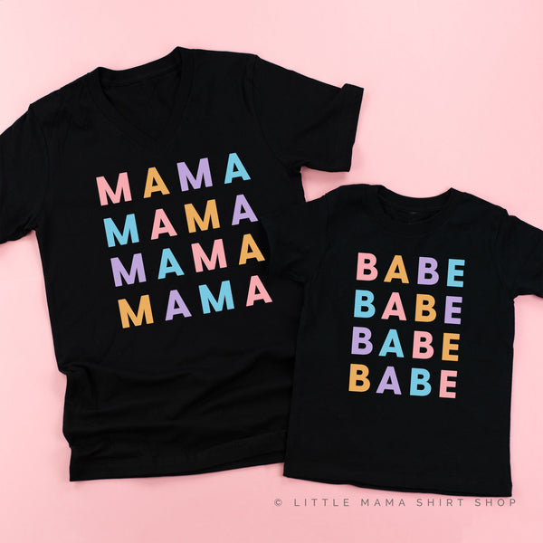 MAMA/BABE x4 - PASTEL DESIGNS - Set of 2 Matching Shirts