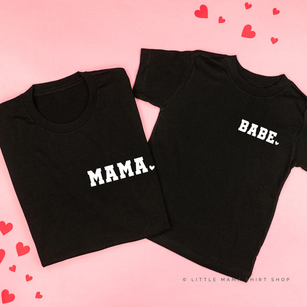 Varsity Heart - Mama/Babe (pocket) - Set of 2 Tees