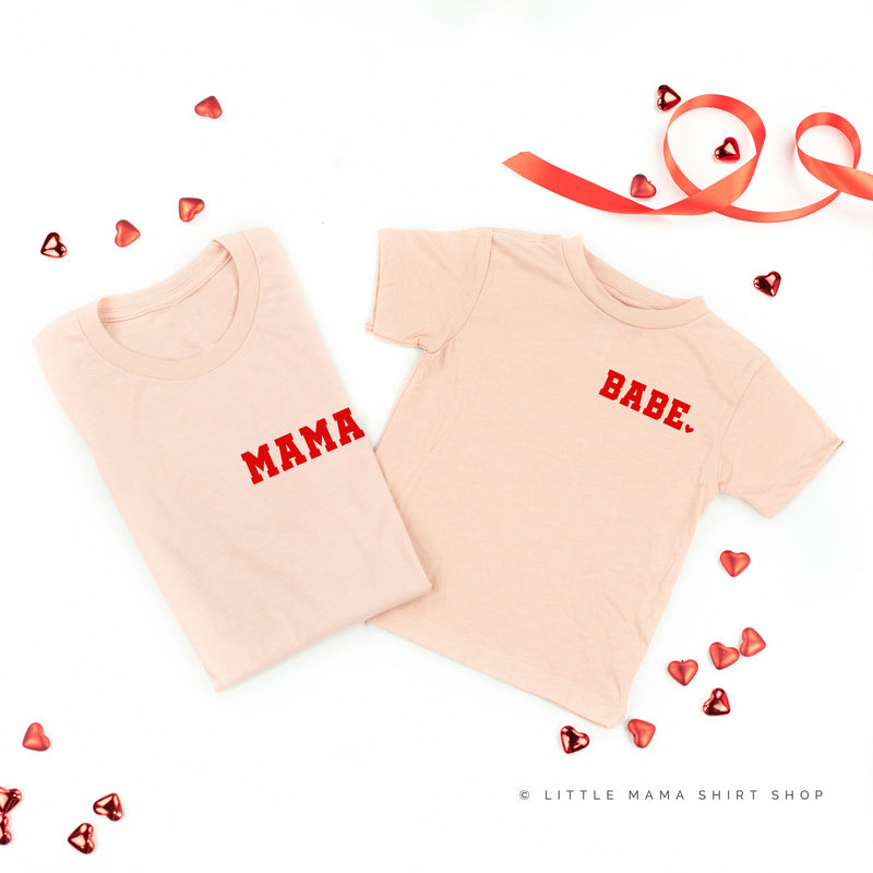 Varsity Heart - Mama/Babe (pocket) - Set of 2 Tees