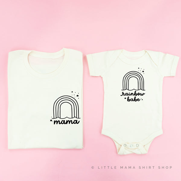 MAMA - RAINBOW POCKET + RAINBOW BABE - Set of 2 Matching Shirts