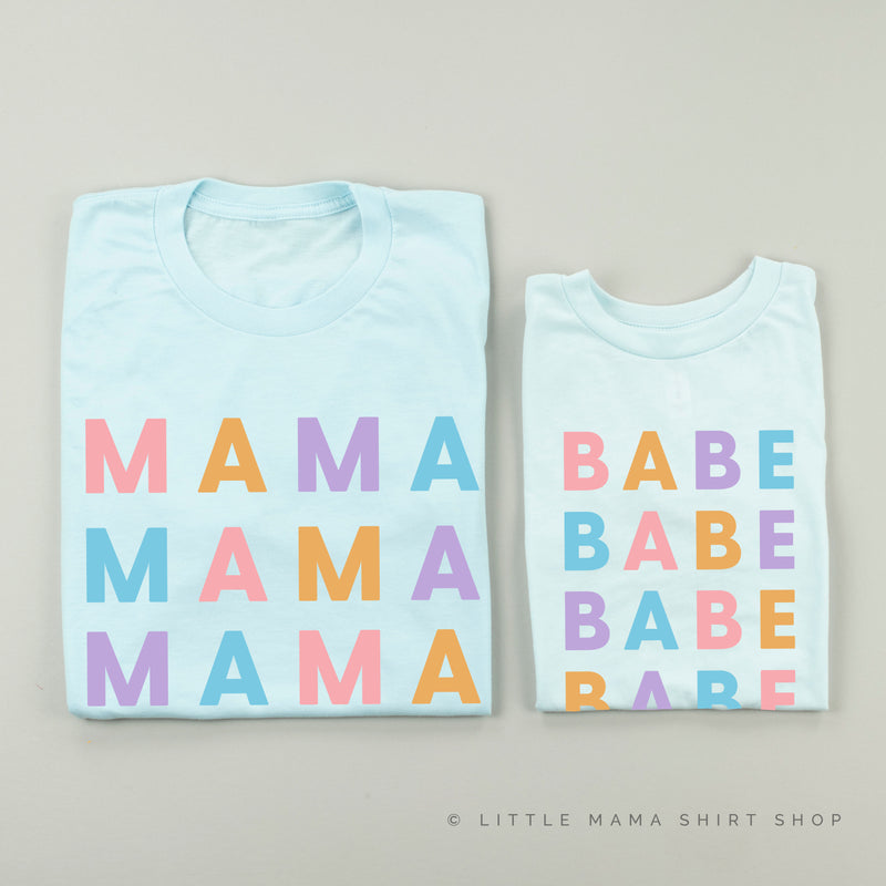 MAMA/BABE x4 - PASTEL DESIGNS - Set of 2 Matching Shirts