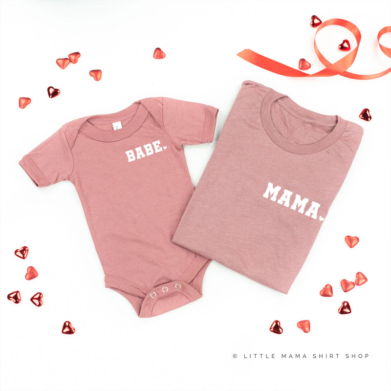 Varsity Heart - Mama/Babe (pocket) - Set of 2 Tees