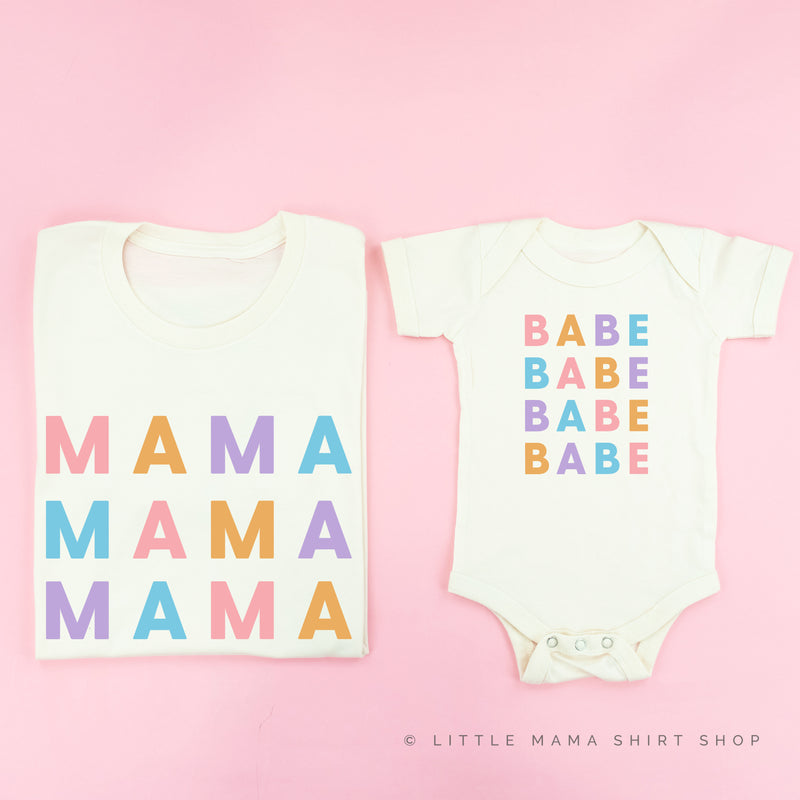 MAMA/BABE x4 - PASTEL DESIGNS - Set of 2 Matching Shirts