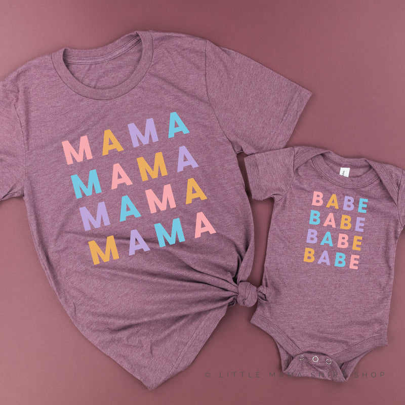 MAMA/BABE x4 - PASTEL DESIGNS - Set of 2 Matching Shirts