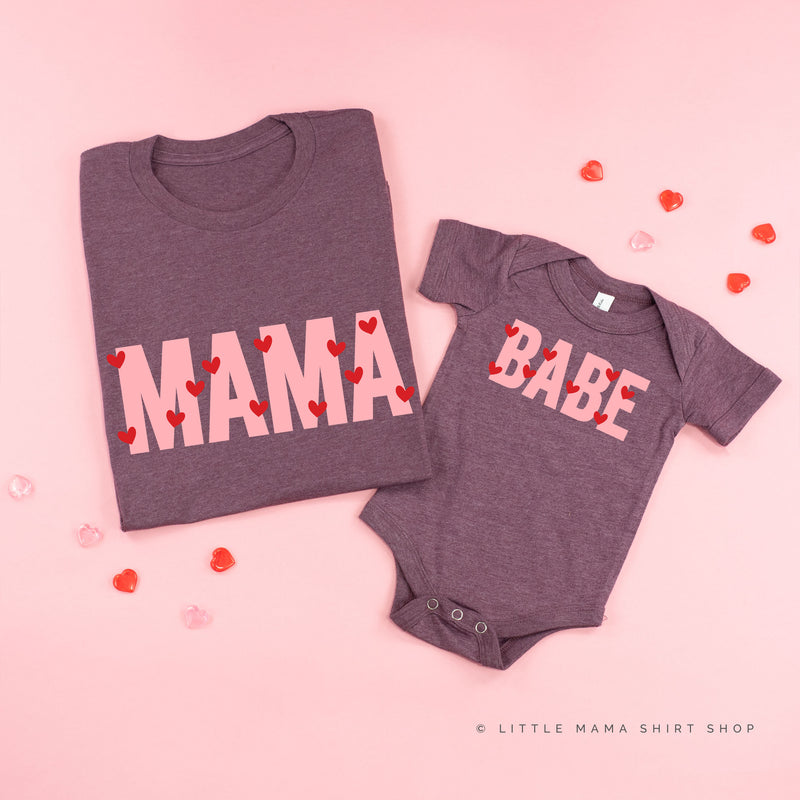 Mama / Babe - Mini Hearts - Set of 2 Tees