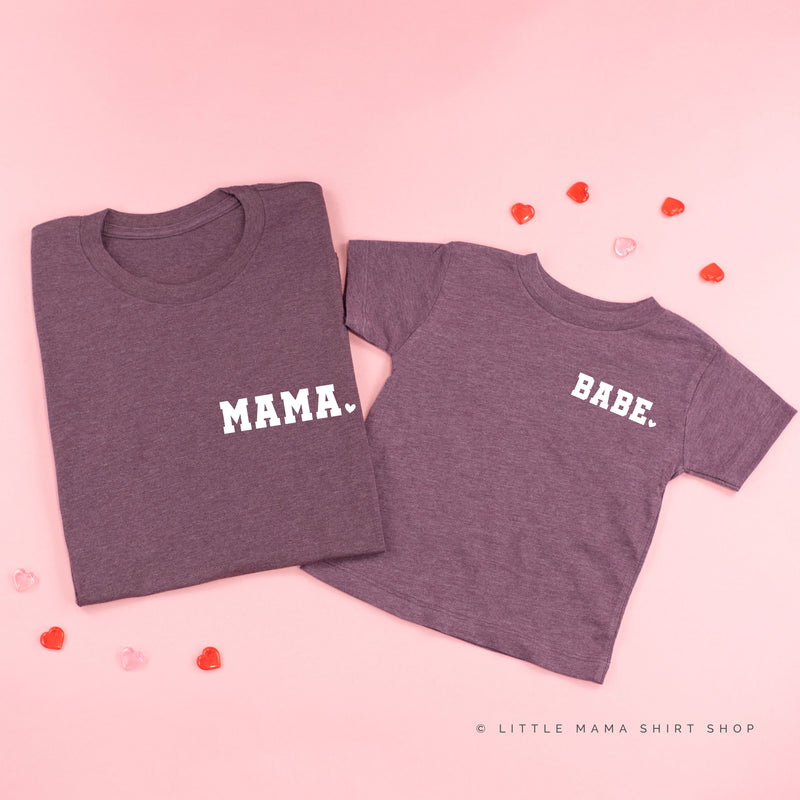 Varsity Heart - Mama/Babe (pocket) - Set of 2 Tees