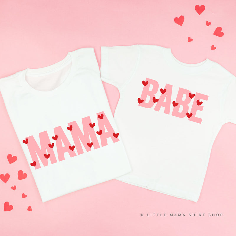 Mama / Babe - Mini Hearts - Set of 2 Tees