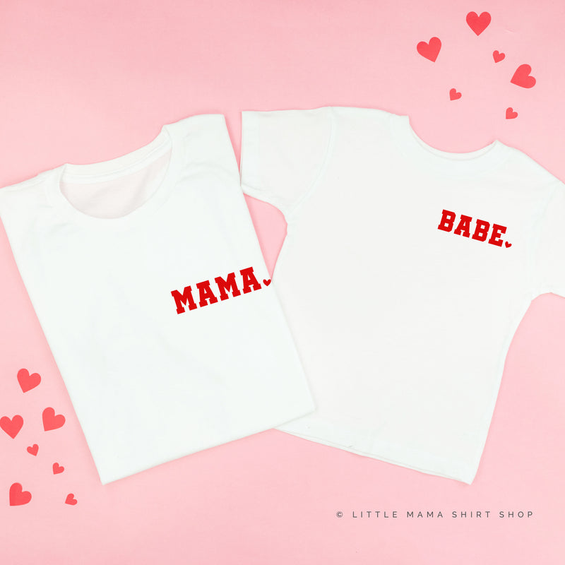 Varsity Heart - Mama/Babe (pocket) - Set of 2 Tees