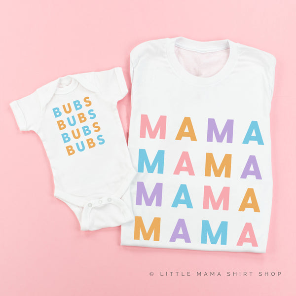 MAMA/BUBS x4 - PASTEL DESIGNS - Set of 2 Matching Shirts