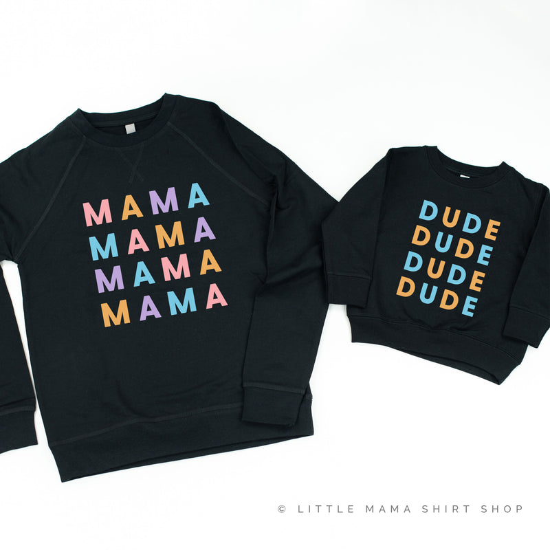 MAMA/DUDE x4 - PASTEL DESIGNS - Set of 2 Matching Sweaters