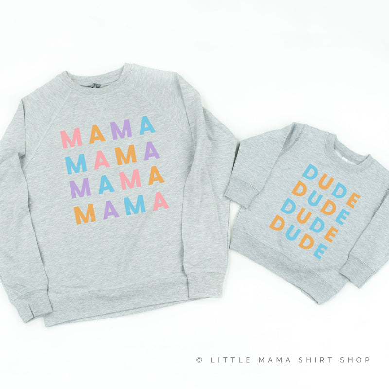 MAMA/DUDE x4 - PASTEL DESIGNS - Set of 2 Matching Sweaters