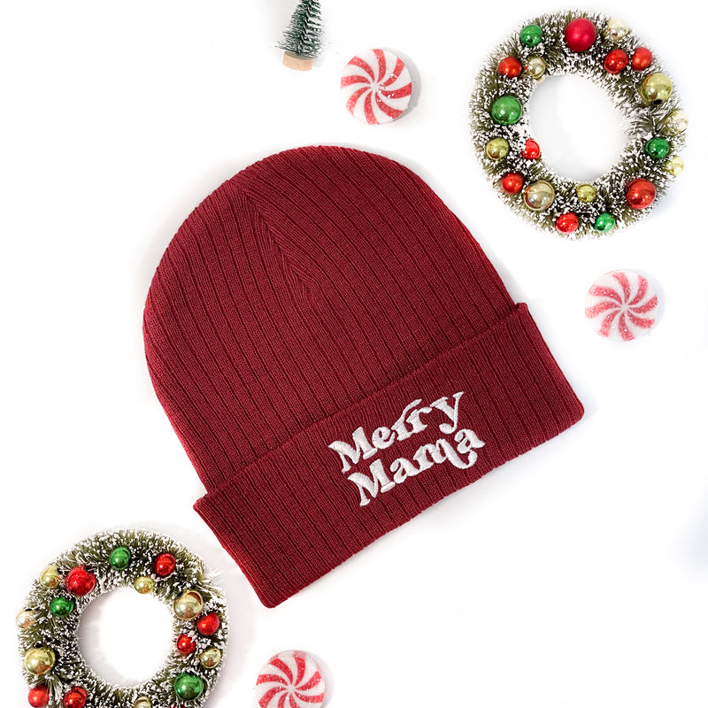 Ribbed Beanie - Merry Mama - Maroon