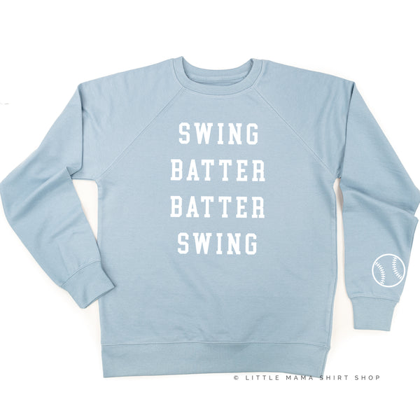 Swing Batter Batter Swing - Baseball Detail on Sleeve - Lightweight Pullover Sweater