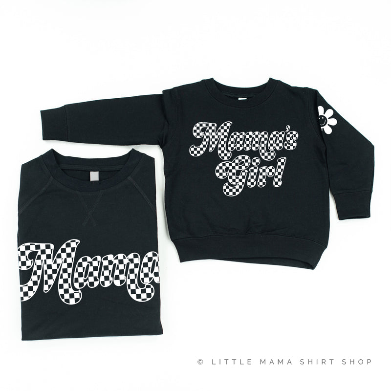 RETRO CHECKERS - MAMA+MAMA'S GIRL - WHITE DESIGN - Set of 2 Matching Sweaters