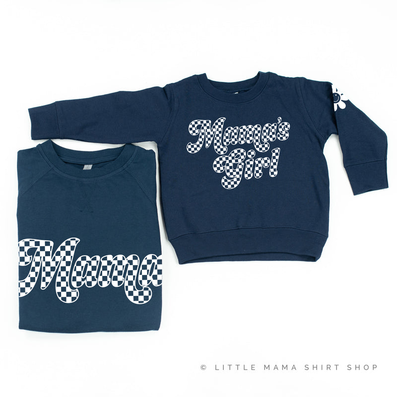 RETRO CHECKERS - MAMA+MAMA'S GIRL - WHITE DESIGN - Set of 2 Matching Sweaters