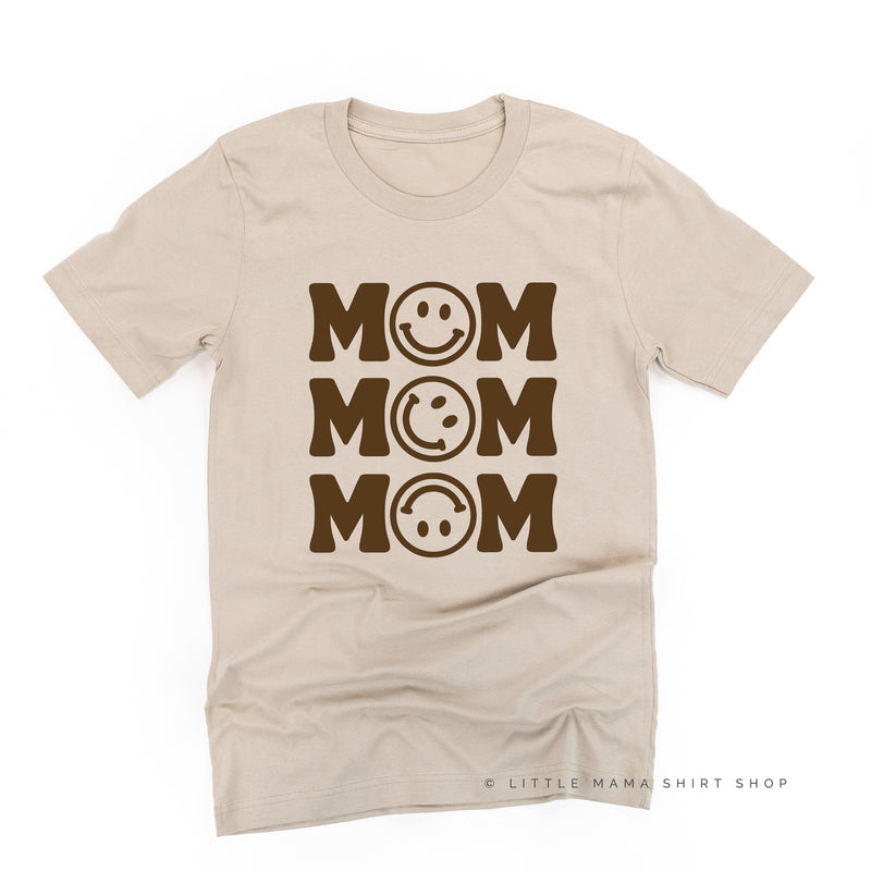 MOM x3 (Smiley Face) w/ Small Smiley Face on Back - Unisex Tee