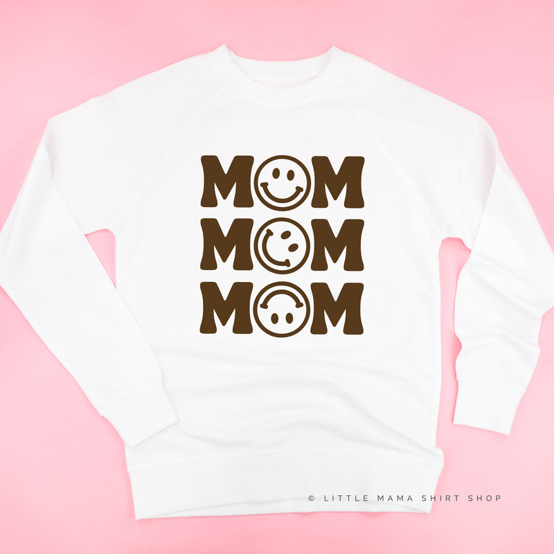 MOM x3 (Smiley Face) w/ Small Smiley Face on Back - Lightweight Pullover Sweater