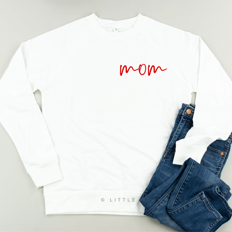 Mom - (Cursive Pocket) - Lightweight Pullover Sweater