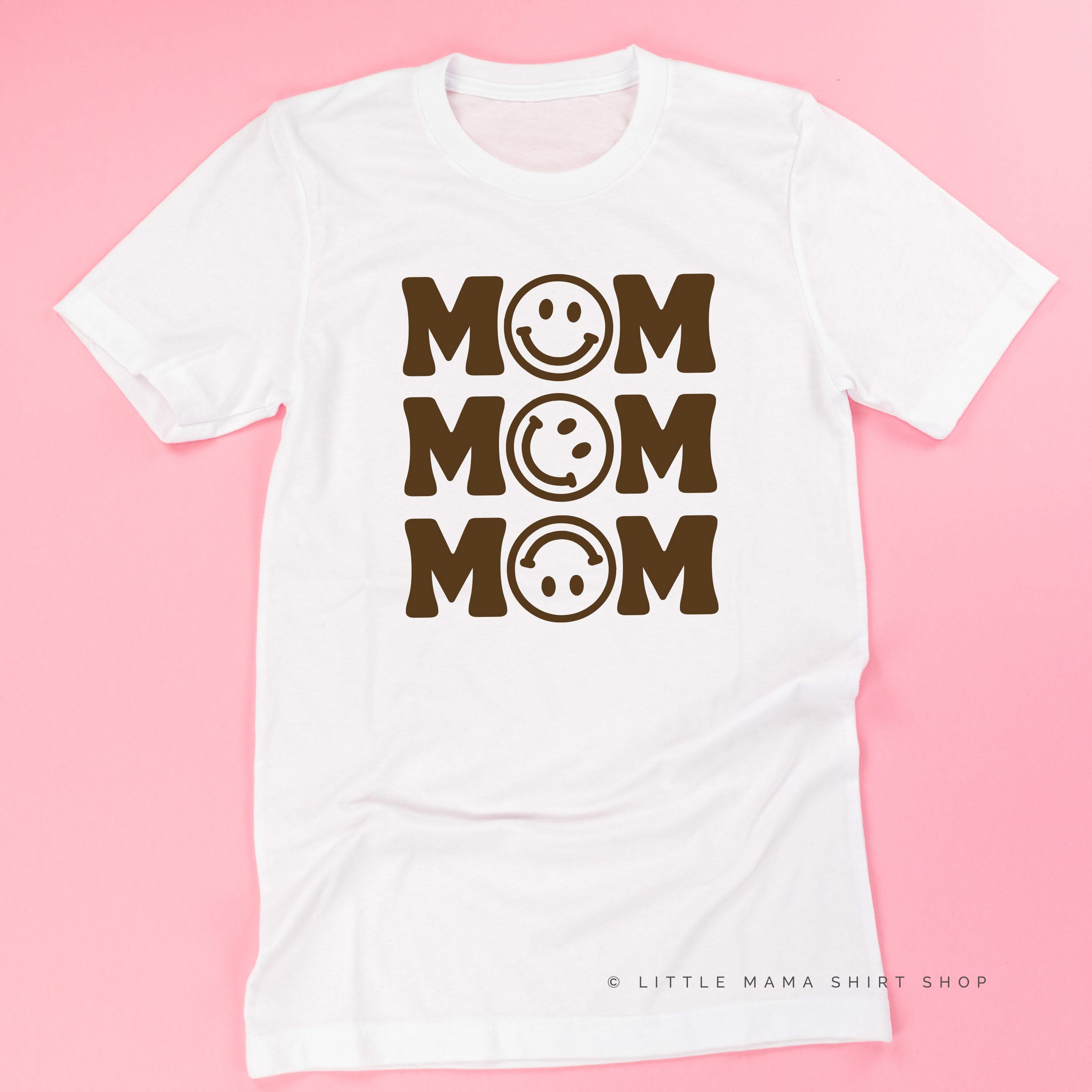 MOM x3 (Smiley Face) w/ Small Smiley Face on Back - Unisex Tee