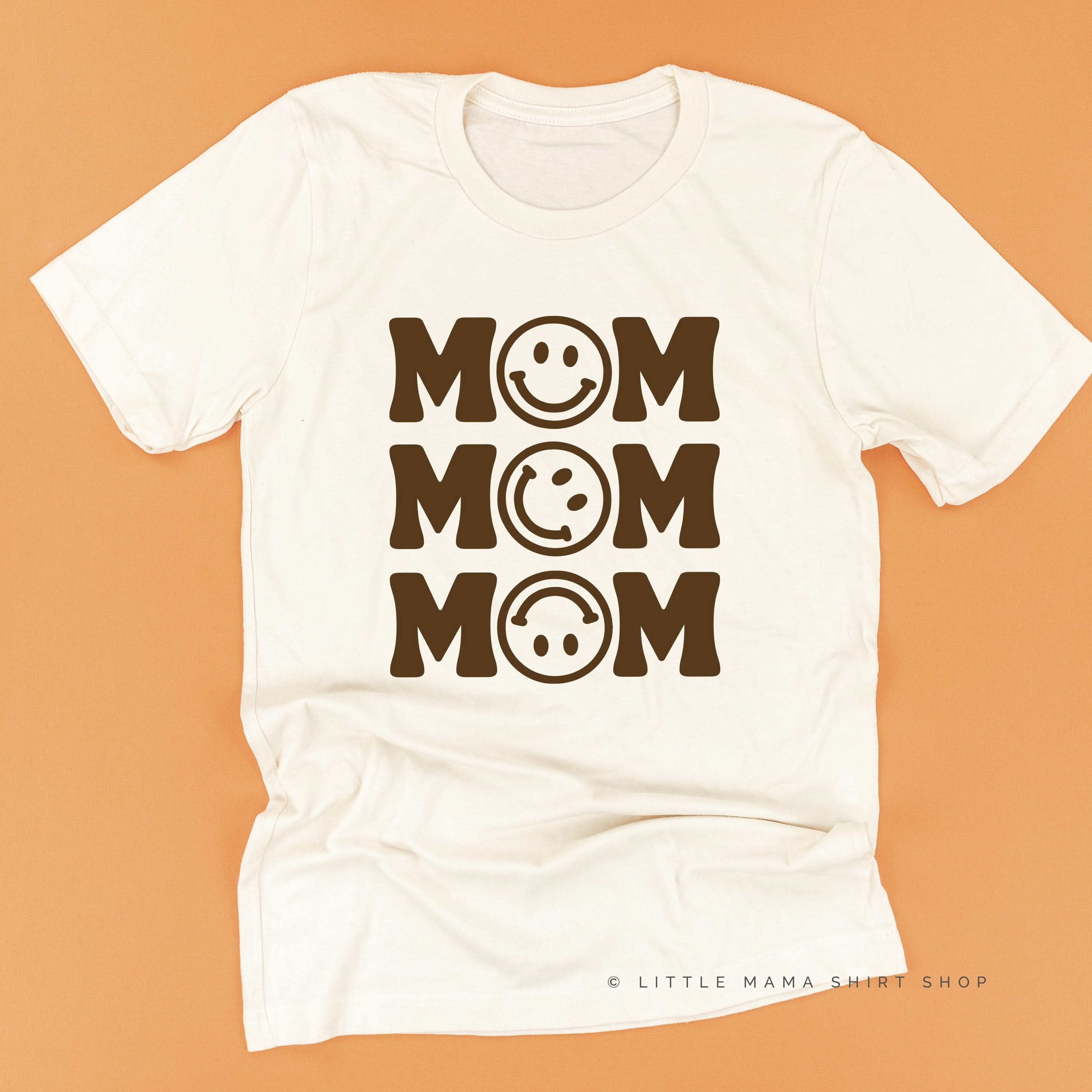 MOM x3 (Smiley Face) w/ Small Smiley Face on Back - Unisex Tee