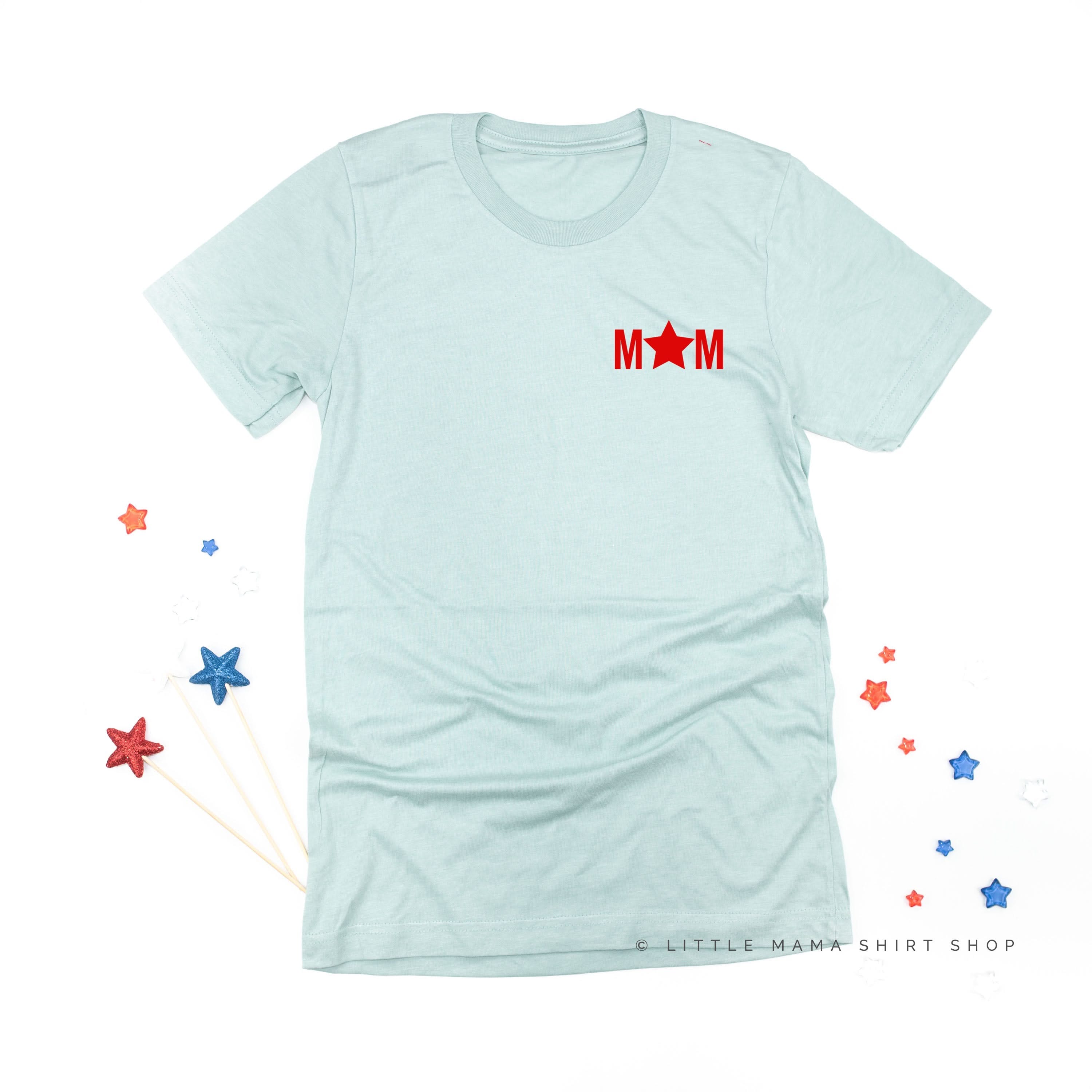 MOM - Pocket (Star) - Unisex Tee Little Mama Shirt Shop