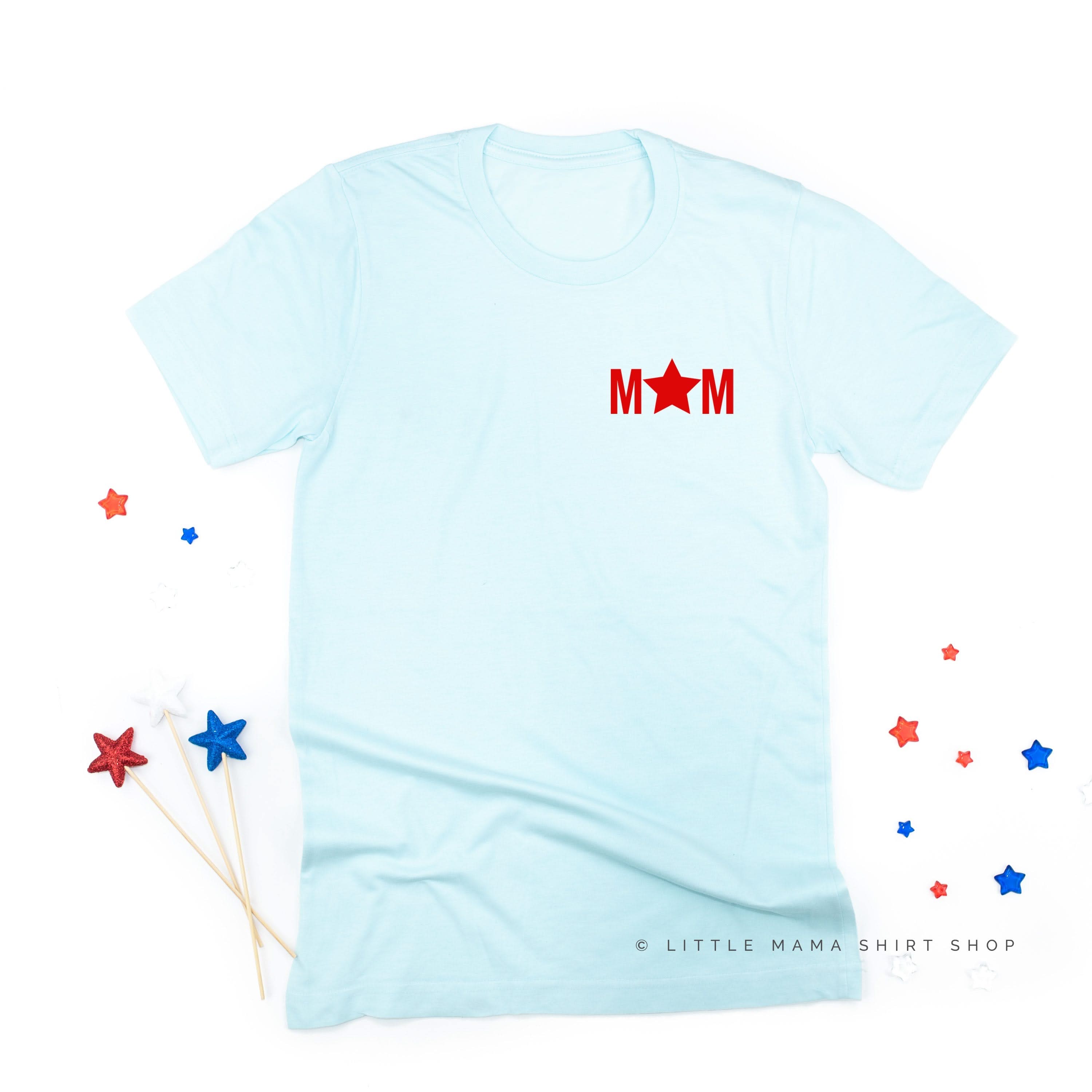 MOM - Pocket (Star) - Unisex Tee Little Mama Shirt Shop