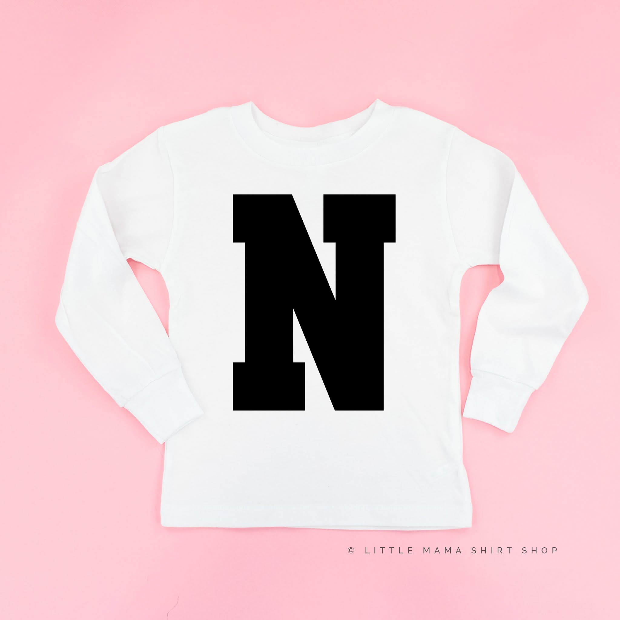 VARSITY INITIALS - Long Sleeve Child Shirt Little Mama Shirt Shop