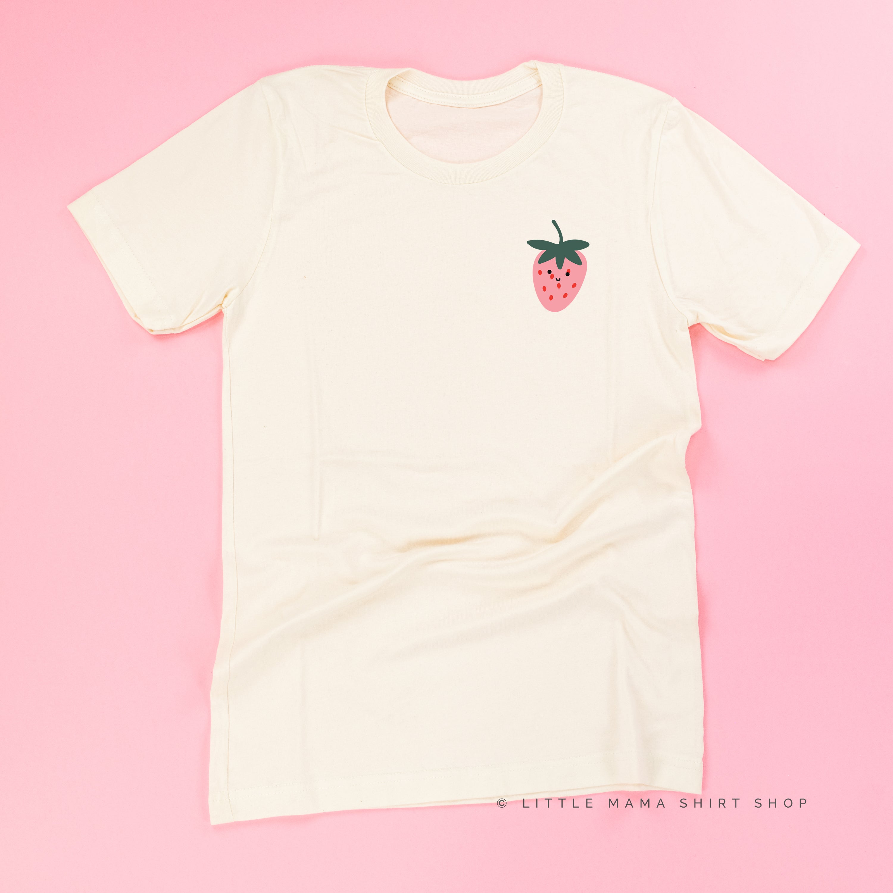 Pocket Fruit (Front) w/ Group of Smiley Fruit (Back) - Unisex Tee Little Mama Shirt Shop