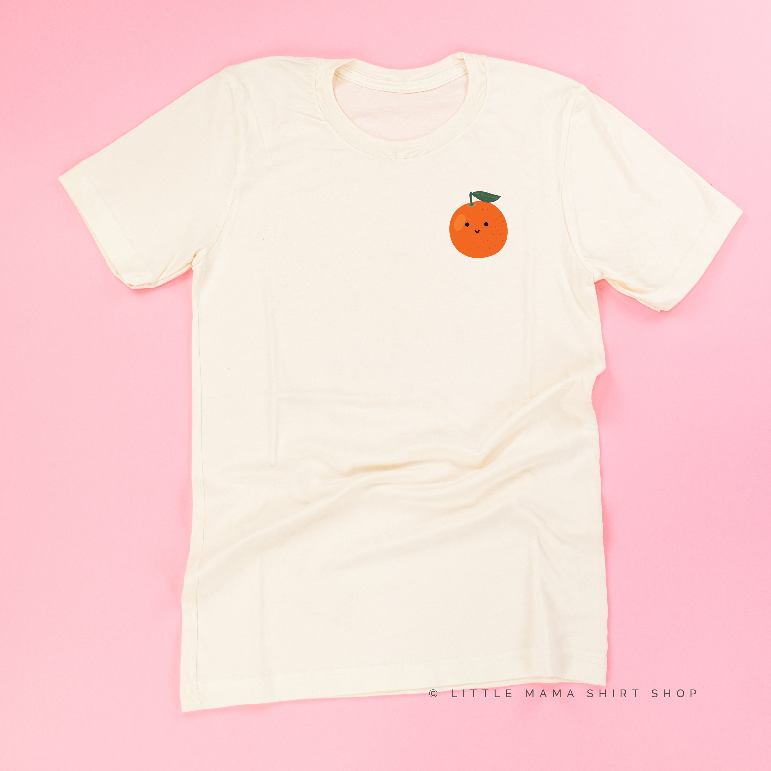 Pocket Fruit (Front) w/ Group of Smiley Fruit (Back) - Unisex Tee Little Mama Shirt Shop