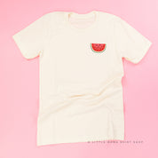Pocket Fruit (Front) w/ Group of Smiley Fruit (Back) - Unisex Tee Little Mama Shirt Shop