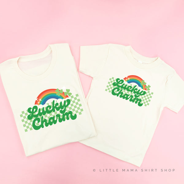 Lucky Charm w/ Checkers & Rainbow - Set of 2 Tees