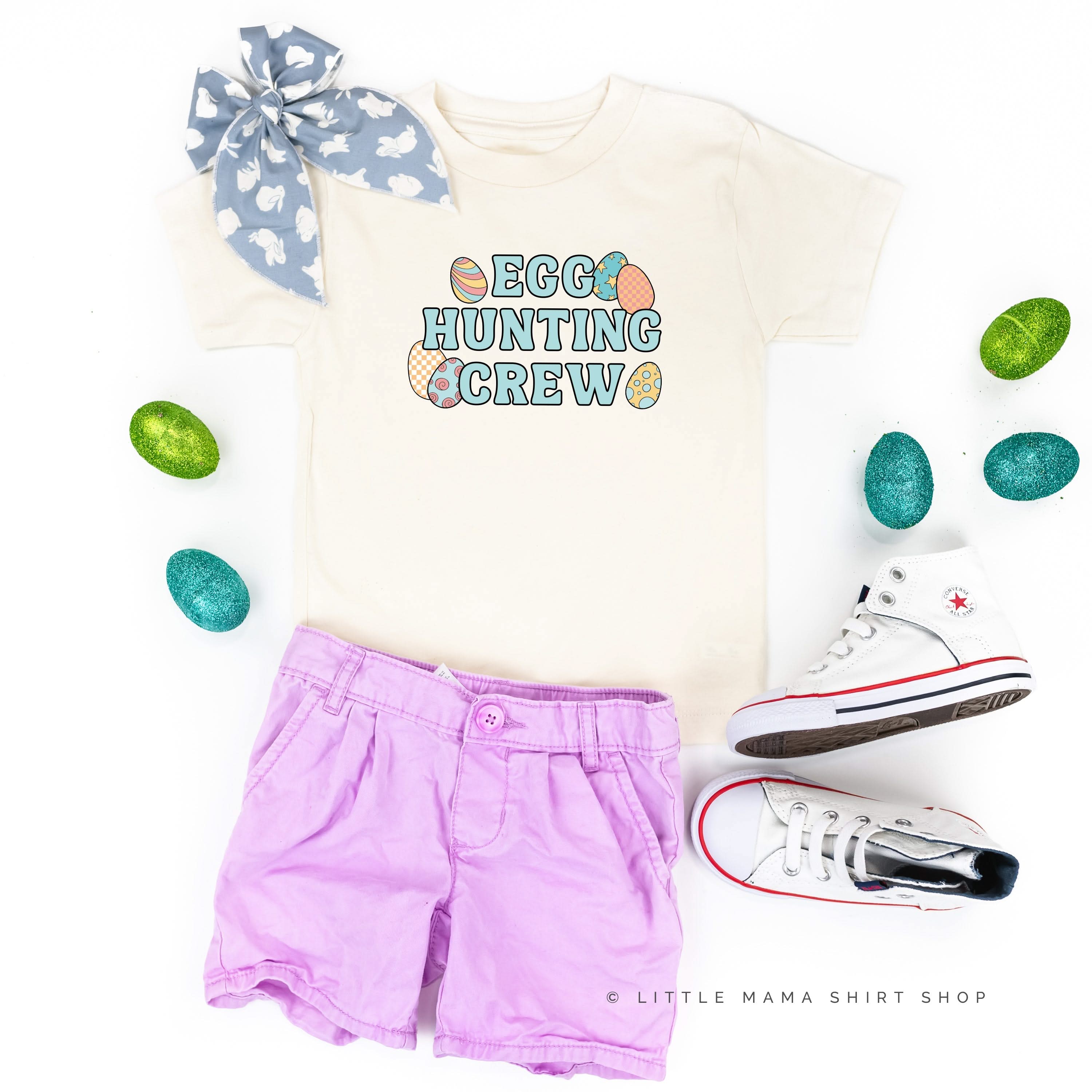 Egg Hunting Crew - Groovy w/ Eggs - Child Tee Little Mama Shirt Shop