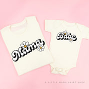 DAISY - MAMA / BABE - w/ Full Daisies on Back - Set of 2 Matching Shirts Little Mama Shirt Shop