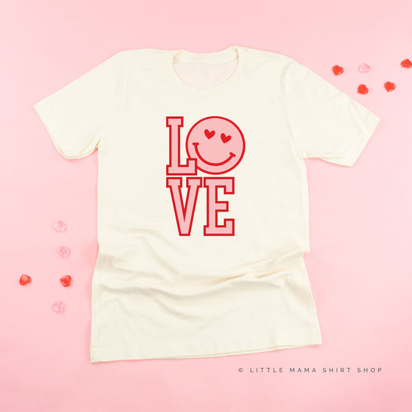 Love (Varsity) With Heart Eyes Smiley - Unisex Tee