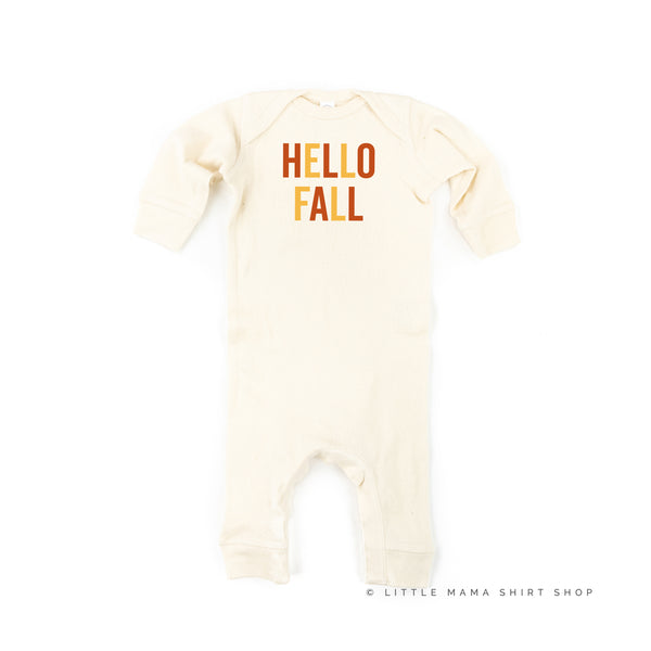 HELLO FALL - BLOCK FONT - One Piece Baby Sleeper