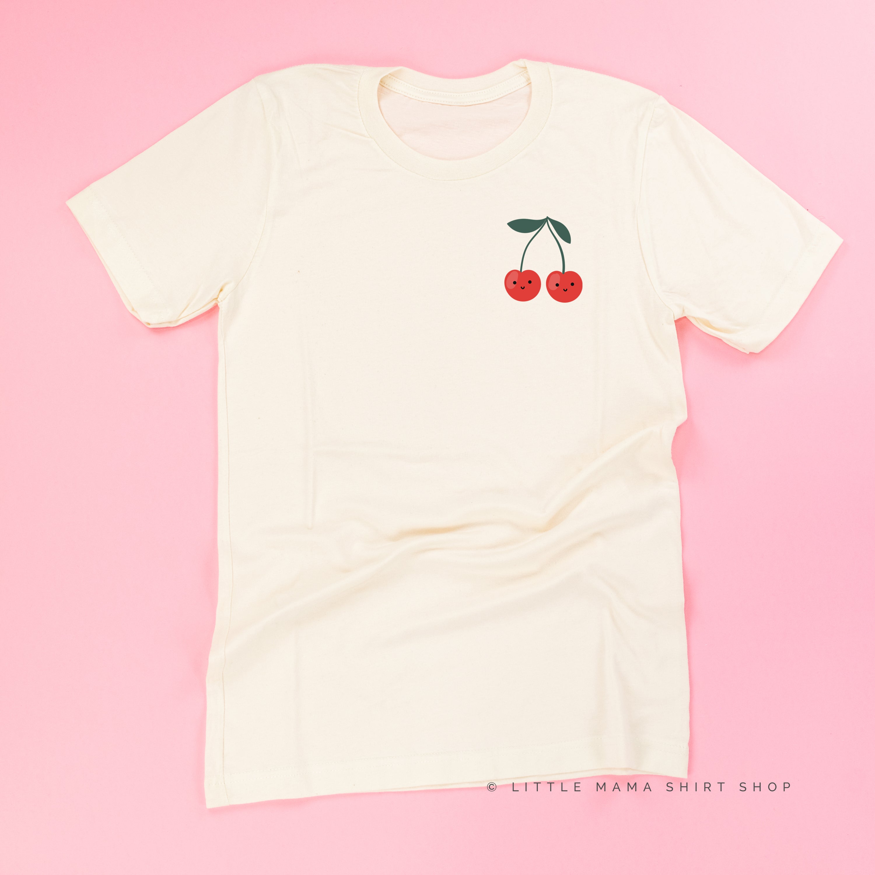 Pocket Fruit (Front) w/ Group of Smiley Fruit (Back) - Unisex Tee Little Mama Shirt Shop