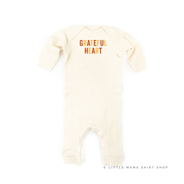 GRATEFUL HEART - BLOCK FONT - One Piece Baby Sleeper