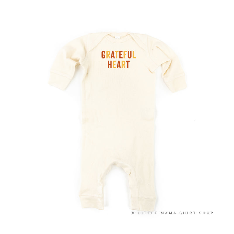 GRATEFUL HEART - BLOCK FONT - One Piece Baby Sleeper