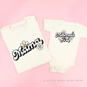 DAISY - MAMA / MAMA'S GIRL - w/ Full Daisies on Back - Set of 2 Matching Shirts Little Mama Shirt Shop