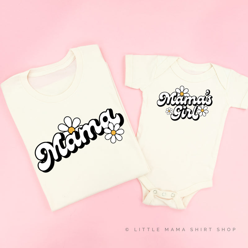 DAISY - MAMA / MAMA'S GIRL - w/ Full Daisies on Back - Set of 2 Matching Shirts