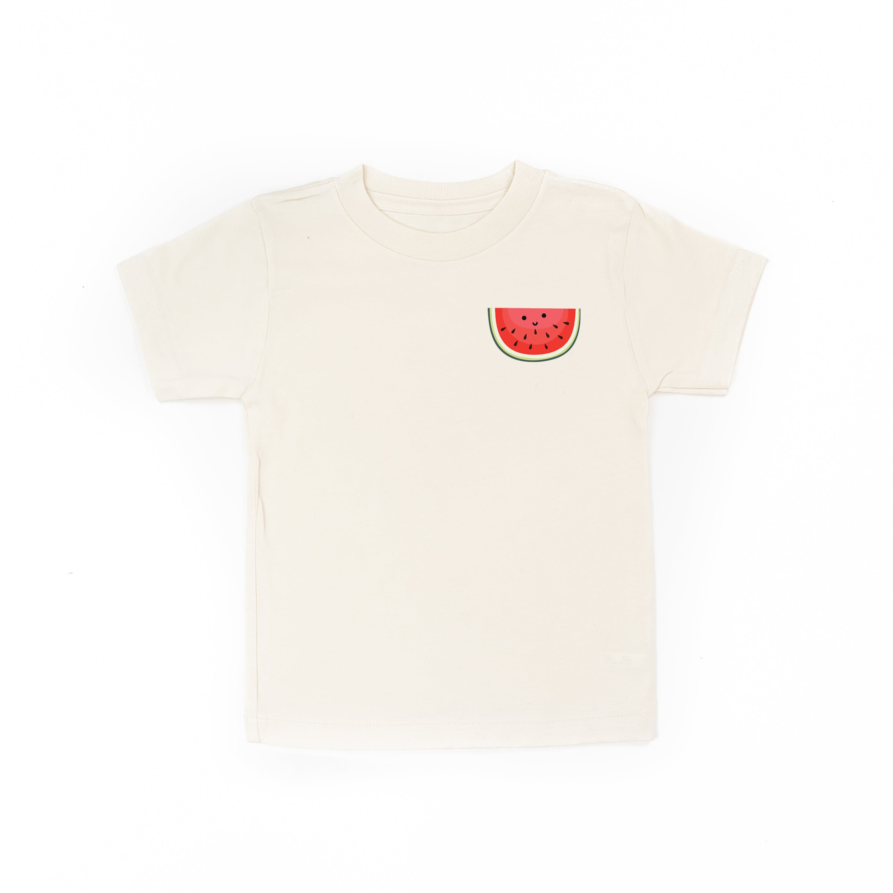 Pocket Fruit (Front) w/ Group of Smiley Fruit (Back) - Short Sleeve Child Tee Little Mama Shirt Shop