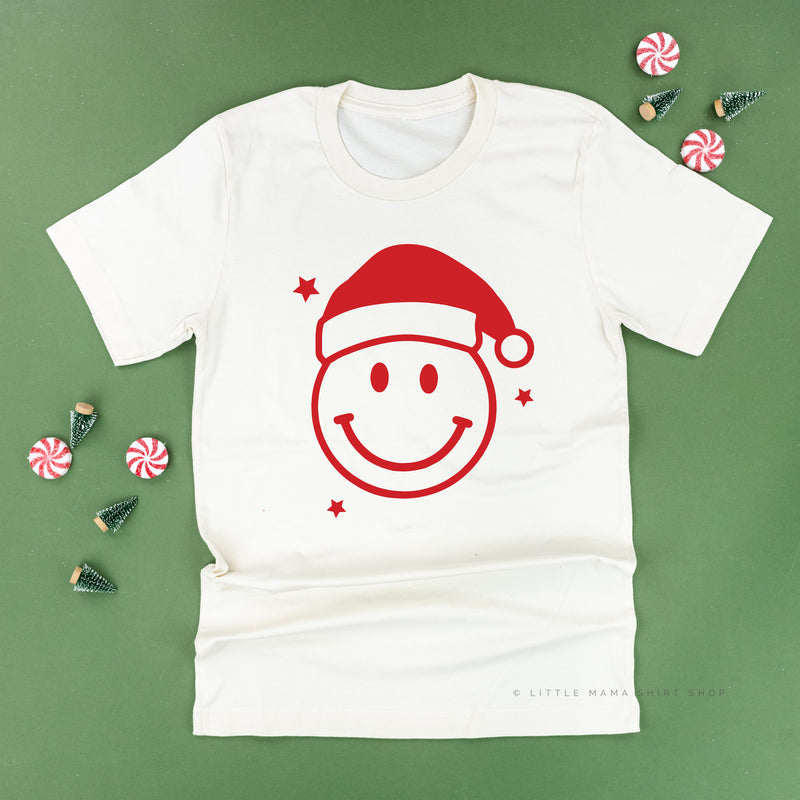 Santa Hat - Smiley Face - Unisex Tee