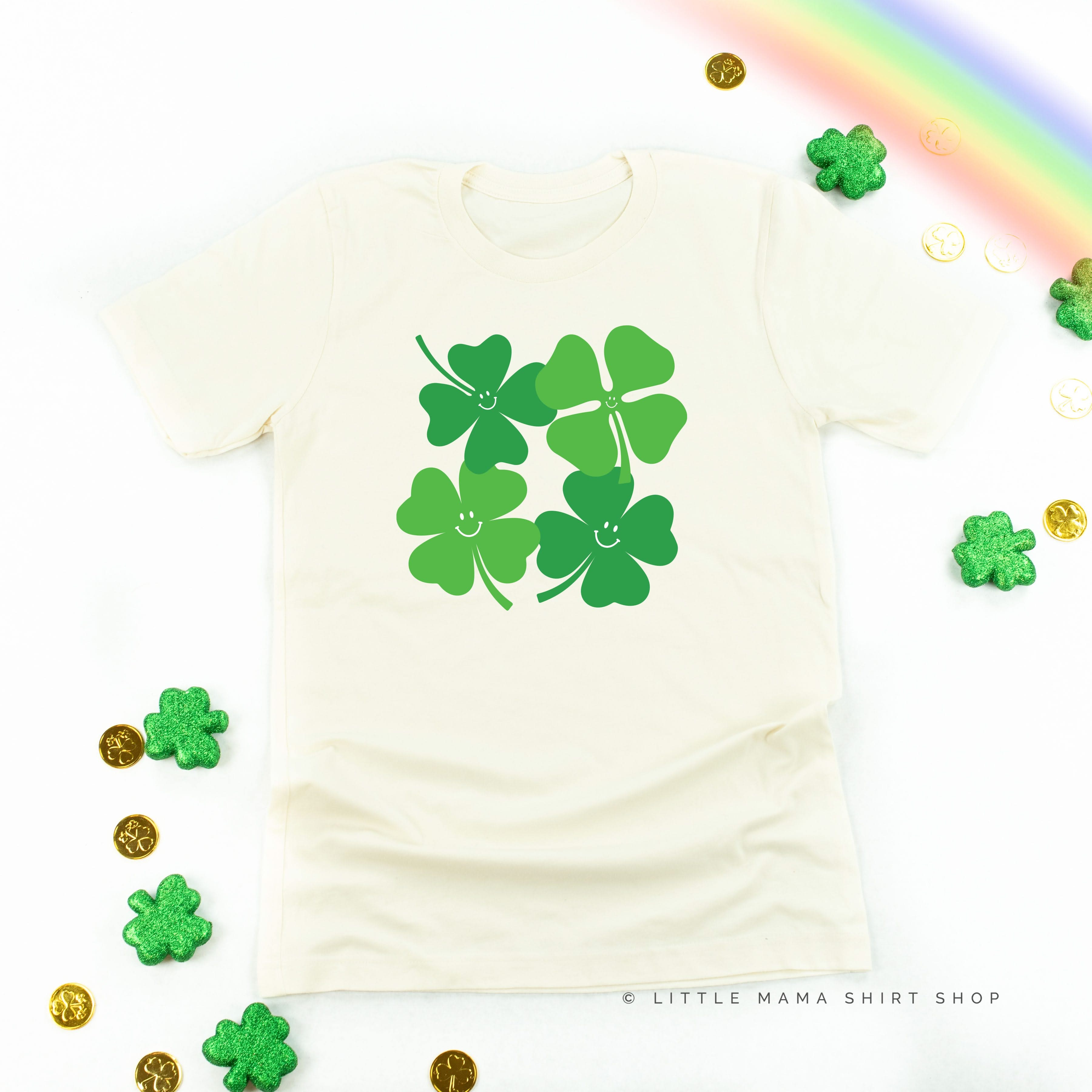 4 Smiley Shamrocks - Unisex Tee Little Mama Shirt Shop