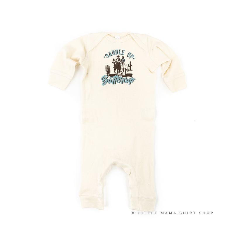 Saddle Up Buttercup - Distressed Design - One Piece Baby Sleeper