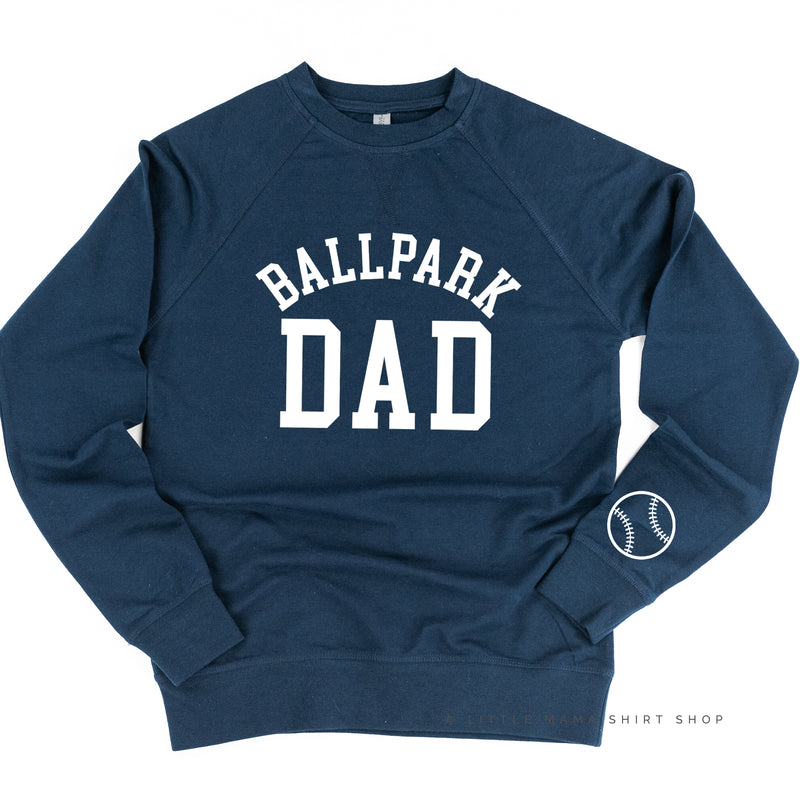 Ballpark Dad - Baseball Detail on Sleeve - Lightweight Pullover Sweater